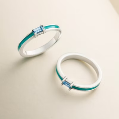 Enamel Gemstone Stacker Ring