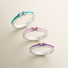 Enamel Gemstone Stacker Ring