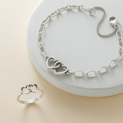 Two Hearts Together Charm Bracelet