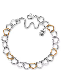 James Avery Twisted Wire Two Tone Connected Hearts Chain Charm Bracelet