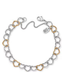 James Avery Twisted Wire Two Tone Connected Hearts Chain Charm Bracelet