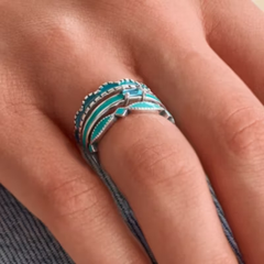 Enamel Gemstone Stacker Ring