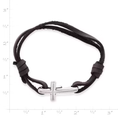 Cross Hook-On Leather Bracelet