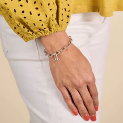 Textured Oval Charm Bracelet