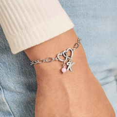 Two Hearts Together Charm Bracelet