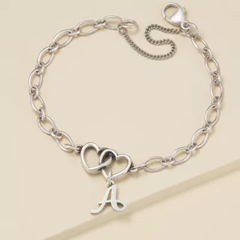 Two Hearts Together Charm Bracelet