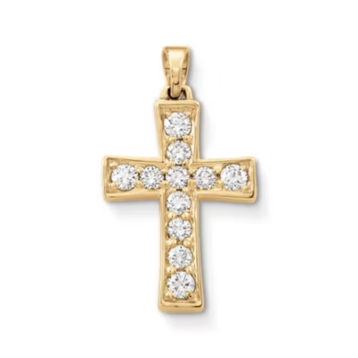 Plain Latin Cross Pendant with Diamonds