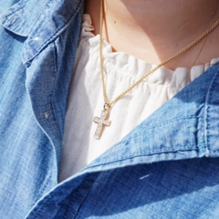 Plain Latin Cross Pendant with Diamonds