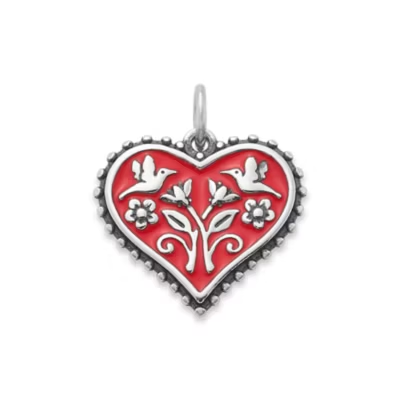 Enamel Hearts in Bloom Charm