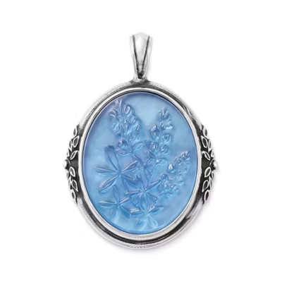 Sculpted Bluebonnet Layered Gemstone Pendant