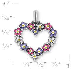 Enamel Floral Heart Wreath Pendant