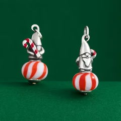 Enamel Christmas Gnome Art Glass Charm
