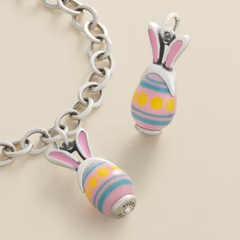 Enamel Bunny Ears Art Glass Charm