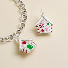 Enamel Gingerbread House Charm