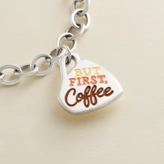 Enamel But First Coffee Charm