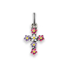 Enamel Floral Cross Pendant