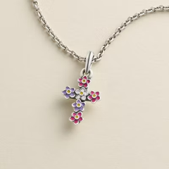 Enamel Floral Cross Pendant