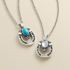 Western Horseshoe Gemstone Pendant