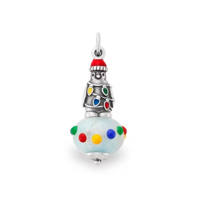 Enamel Christmas Penguin Art Glass Charm