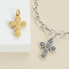 Sunflower Cross Charm