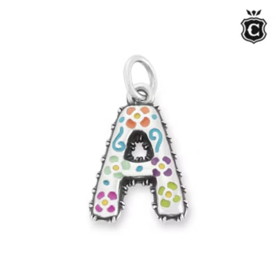 Enamel Consuela Floral Initial Charm