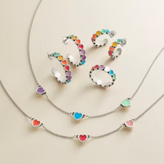Enamel Connected Hearts Necklace
