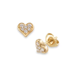 Delicate Pave Diamond Heart Studs