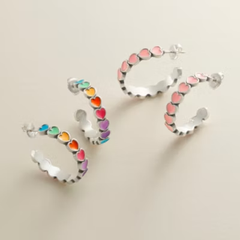 Enamel Connected Hearts Hoops