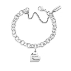 Love You More Charm on Forged Link Charm Bracelet