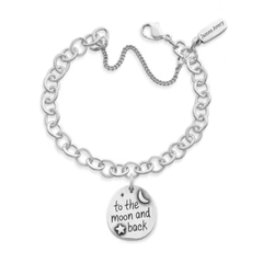 To the Moon and Back Charm on Forged Link Charm Bracelet