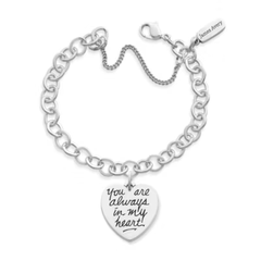 You Are Always in My Heart Charm on Forged Link Charm Bracelet