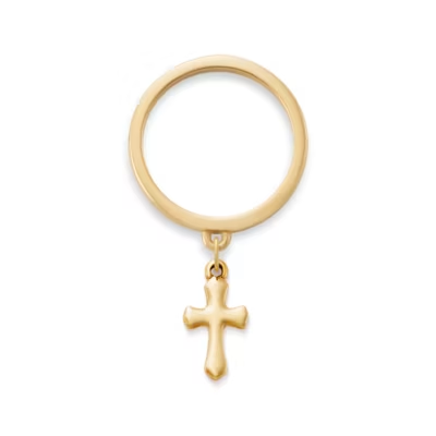 Flared Cross Charm Dangle Ring