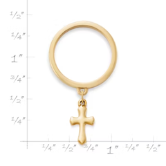 Flared Cross Charm Dangle Ring