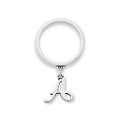 Small Script Initial Charm Dangle Ring