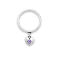 Keepsake Heart Birthstone Charm Dangle Ring