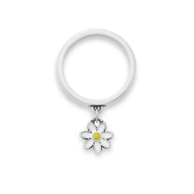 Enamel Mini Flower Charm Dangle Ring