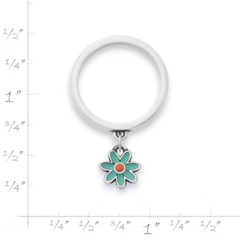 Enamel Mini Flower Charm Dangle Ring