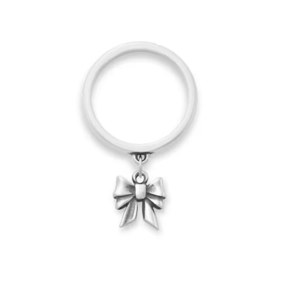 Tiny Bow Charm Dangle Ring