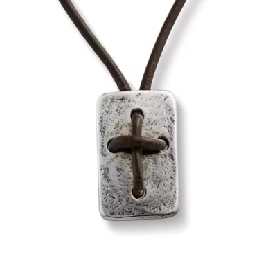 Leather Cross Shield Necklace