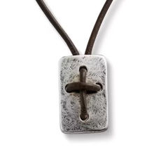 Leather Cross Shield Necklace