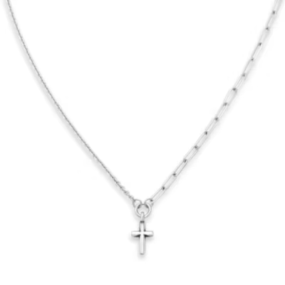 Paired Chains Cross Necklace
