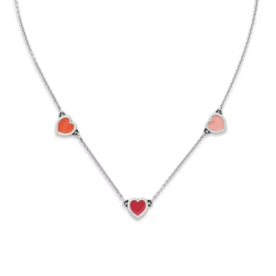 Enamel Connected Hearts Necklace