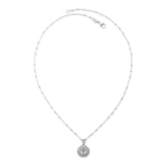 Delicate Beaded Cross Medallion Necklace