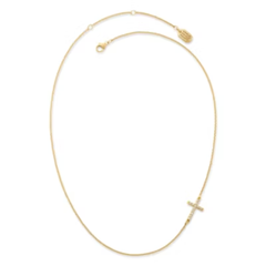 Delicate Pave Diamond Horizon Cross Necklace