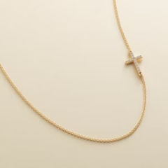 Delicate Pave Diamond Horizon Cross Necklace