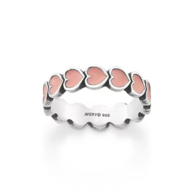 Enamel Connected Hearts Ring