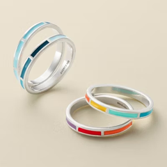 Enamel Mosaic Stacker Ring