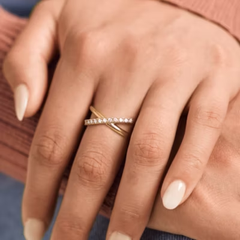 Diamond Pave Crossed Ring