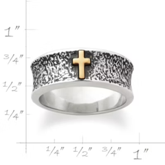 Textured Wedding Ring with Cross